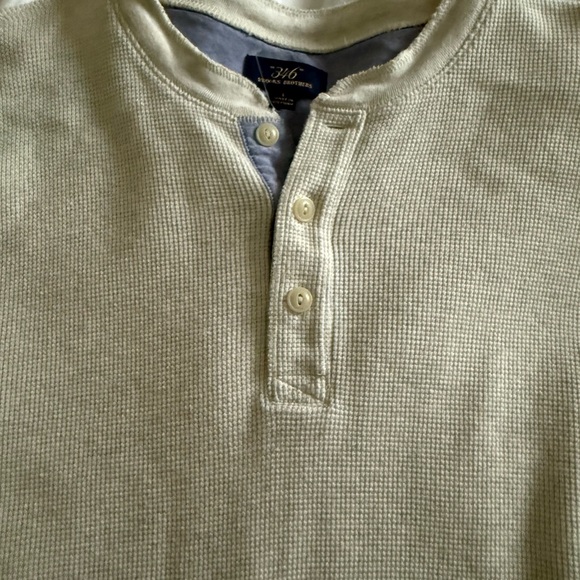 Brooks Brothers Cream Long Sleeve Henley Shirt, L, NWOT - Picture 2 of 3